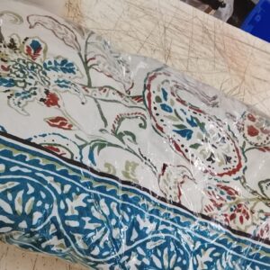 Double Bedsheet With 2 Pillow Sea Green Color Printed