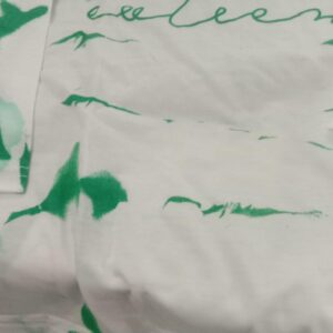 White Green Print Round Neck T Shirt For Men Size L