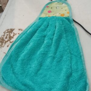 Hanging Hand Towel Velvet Napkin For Kitchen And Wash Basin Pack Of 2 Green