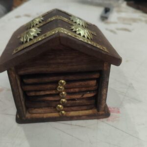 Wooden Hut Shape Tea Coaster 6Pcs