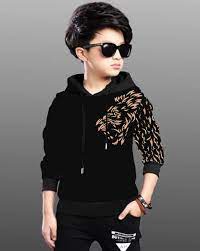 Black Color Tiger Print Hoodie And Lower For Kids Boys Size 24