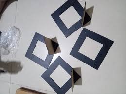 Geometric Wooden Wall Shelf 4Tier Floating Display Rack For Plants Decor Books