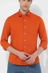 Mens Plain Shirt Colour Orange Size Xl