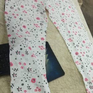 White Color Floral Printed Women Leggings Size S
