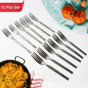 Stainless Steel Flower Print Fork Spoon Set Of 12