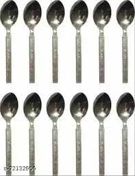 Stainless Steel Flower Print Spoon Set Of 12