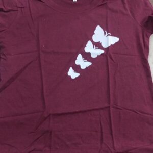 Printed T Shirt For Womengirl In Cotton In Round Neck Colour Mehroon Size L