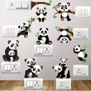 Panda Switch Board Sticker Used For Wall Laptop Door Pack Of 9 Pcs