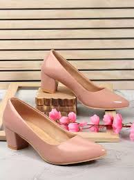 Denill Peach Coloured Block Pumps Size 37
