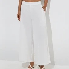 White Colour Women Cotton Palazzo Size L