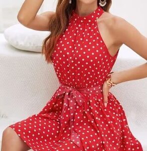 Shein Girls Red Printed Colour Western Wear Dresses Size M