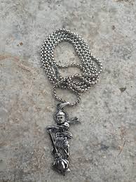 Silver Plated Lord Hanuman With Gada Oxidised Pendants With Chains