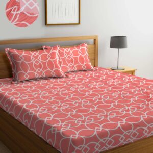 Klotthe Multi Geometric 300 Tc Cotton Blend Double Bedsheet 2 Pillow Covers Regular