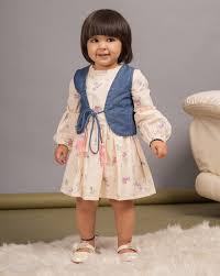 Budding Bees Girls Cream Blue Cotton Printed Full Sleeves Combo Sets 0 To 3M