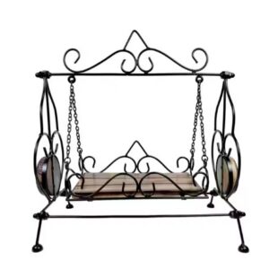 Star Handicrafts Wooden Antique Wrought Iron Krishna Jhula Ideal Pooja Worship