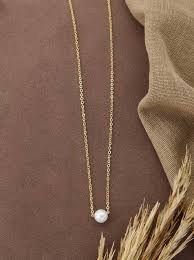 Modern Single Pearl Chain Necklace White Pearls Beads Pendant Girls And Womens