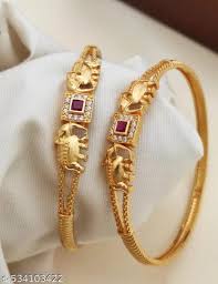 Stylish Daily Wear Gold Bangles With American Ad Dmd Pack Of 2 Size 2 Point 2