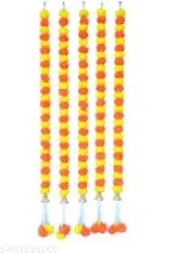Orange Yellow Artificial Marigold Strings Pack Of 5