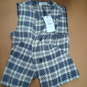 Zara Tailored Linen Blend Waistcoat Multicolor Size S