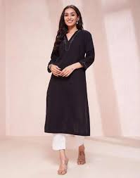 Women Long Kurta Colour Black Size Xl