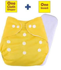 Baby Reusable Cotton Pocket Diapers With Insert Yellow Colour