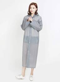 Eva Raincoat Rain Ponchos Hooded Men Women Reusable Eva Raincoats Colour Grey
