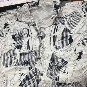 Women White And Blue Colour Shirt With Palazzo Suit Size M