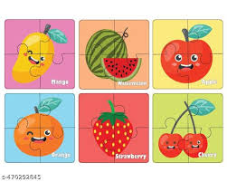 Wooden Fruits Name Puzzle Pack Of 6