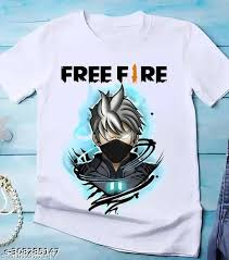 Free Fire Printed White T Shirt For Kids Size 3