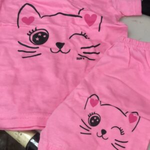 Pink Colour T Shirt Set For Kids Girls Size 3 To 4Y