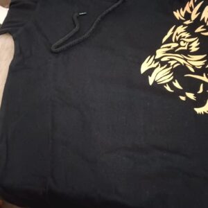 Kids Boy Printed Hooded Neck Cotton Blend Black T Shirt Size 4 Years