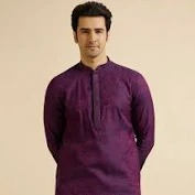 Mens Plus Size Purple Cotton Blend Kurta Size Xxl