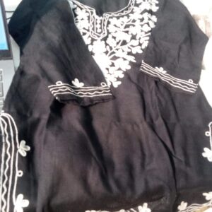Womens Black Chikankari Short Kurti Size 36