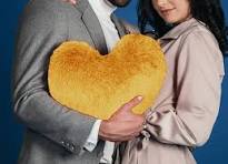 Golden Color Heart Shaped Pillow