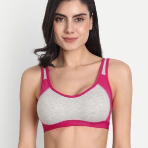 Womens Non Padded Sports Bra Grey Pink Size S