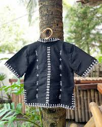 High Neck Men Oversized Shirts Half Sleeves Printed Black Colour Size L