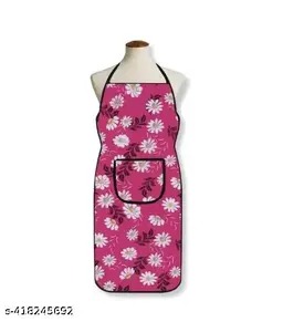 Vintage V Flower Printed Waterproof And Dustproof Kitchen Apron Red Colour