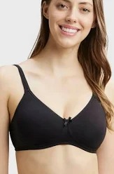 Wirefree Non Padded Cotton Elastane Everyday Bra Black 32B