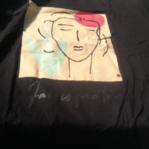 Mens Printed Black T Shirt Size L