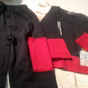 Boys Printed Top And Track Pant Black Red Size 24