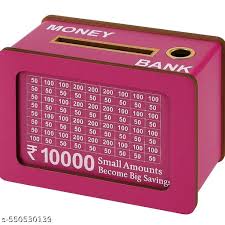 Wooden Money Bank For Kids Pink