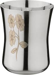 Stainless Steel Flower Design Glass Pack Of 3