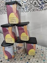 Unbreakable Airtight Dispenser Snacks Container Plastic Grocery Container Set Of 8 1100Ml Black