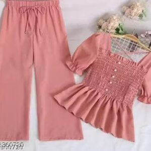 Trendy Fabulous Women Top Plazo Peach Colour Size 30