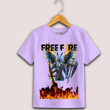 Kids Boys Purple Colour T Shirt Free Fire Size 11 To 12Yrs