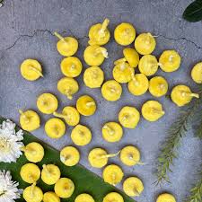 Yellow Color Cow Ghee Pooja Diya 50 Pcs