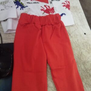 White And Red Color Printed Kids Clothing Set Size Newborn