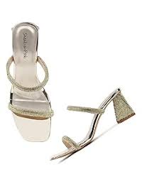 Sneak A Peek Rhinestone Strap Heeled Sandals For Women Grey Size 38