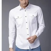 White Double Pocket Shirts For Men Size M