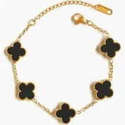 Gold Plated Black Bracelet For Women